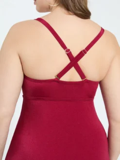 Top Tankini con motivo dorato e cut out