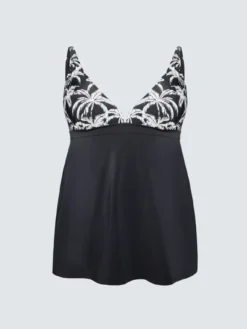 Top Tankini con stampa tropicale