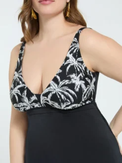 Top Tankini con stampa tropicale