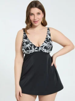 Top Tankini con stampa tropicale