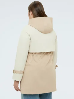 Trench bicolore con cappuccio