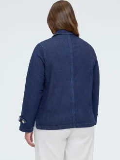 Trench corto in denim doppiopetto