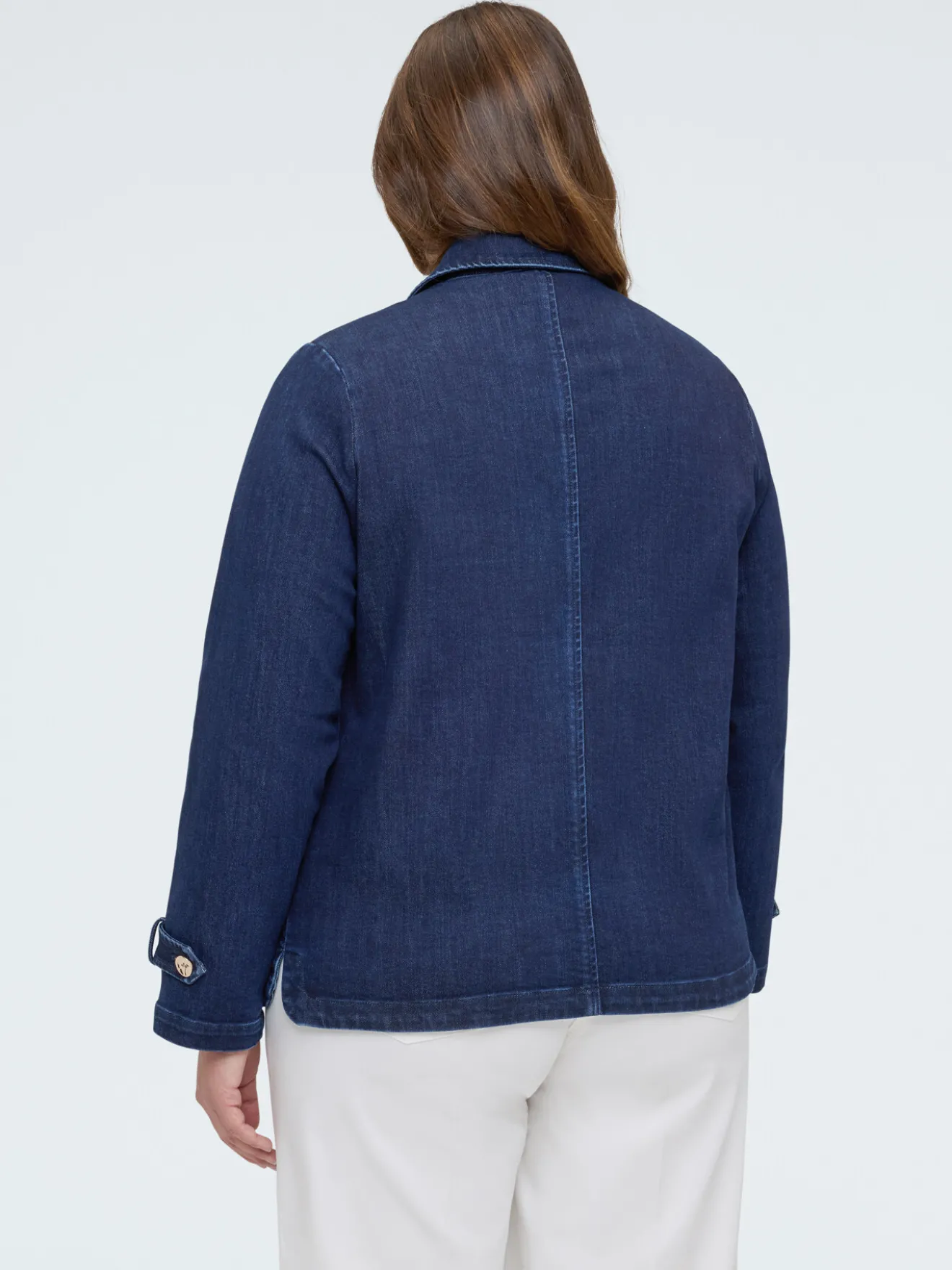 Trench corto in denim doppiopetto