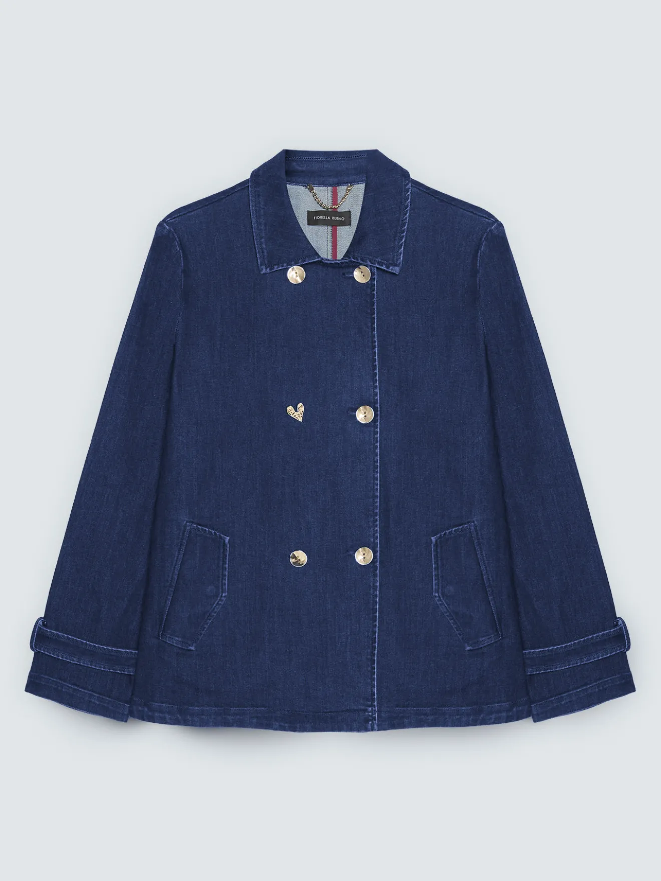Trench corto in denim doppiopetto