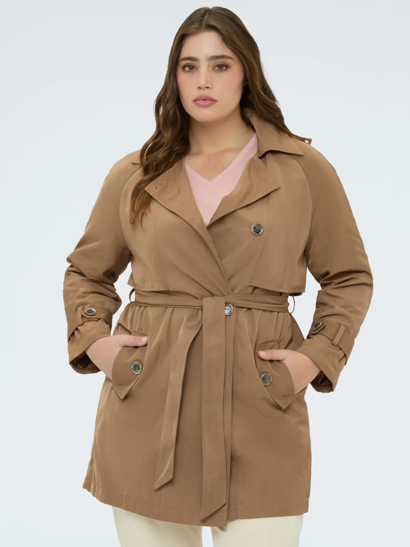 Trench in raso con cintura