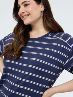 T-shirt a righe in jersey misto viscosa