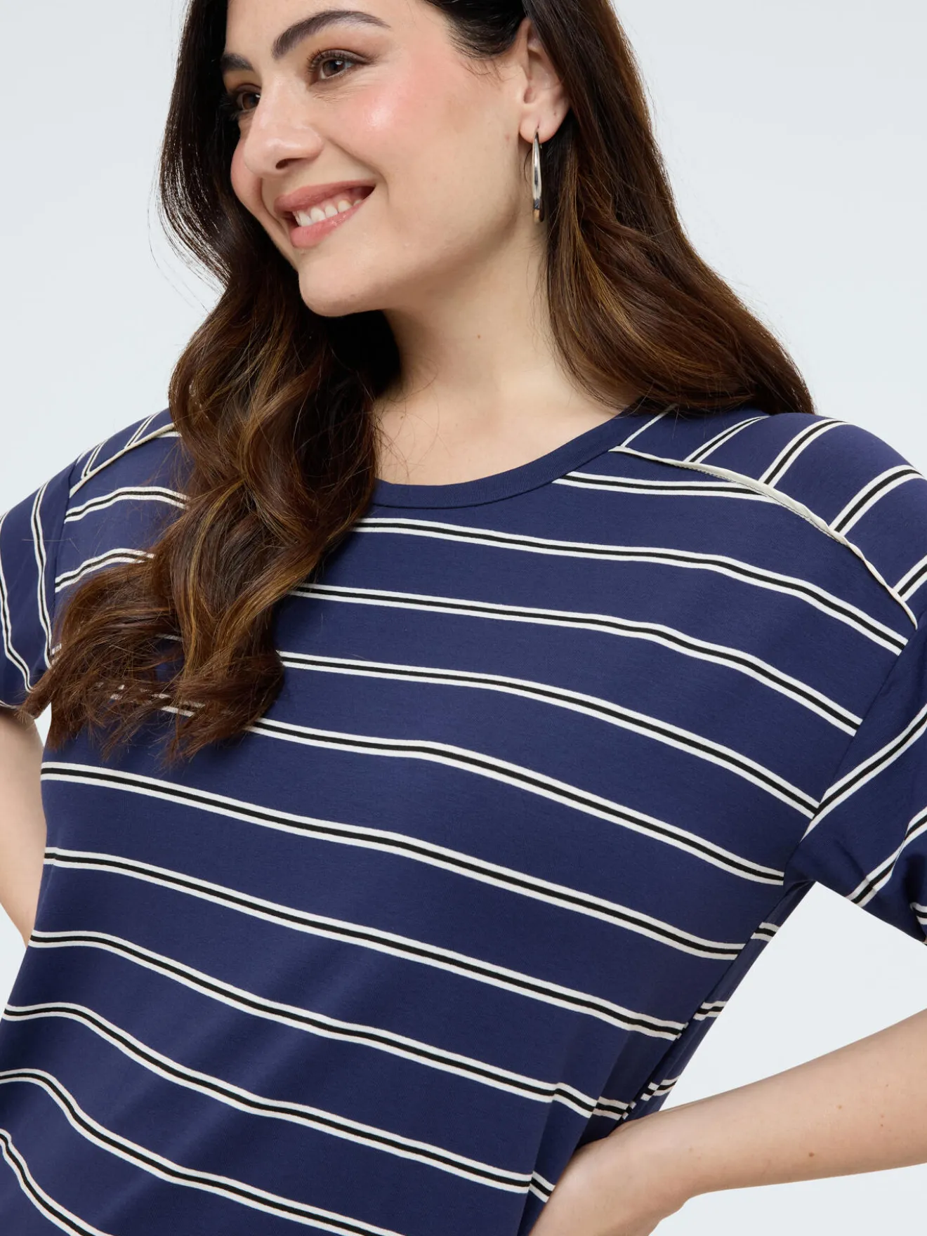 T-shirt a righe in jersey misto viscosa