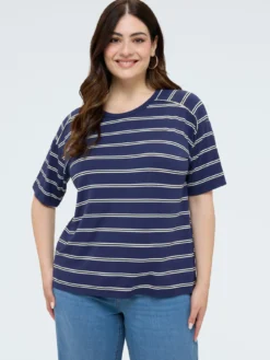 T-shirt a righe in jersey misto viscosa