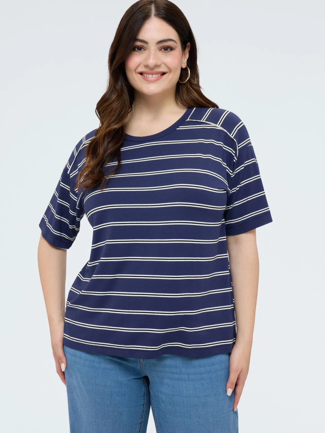 T-shirt a righe in jersey misto viscosa
