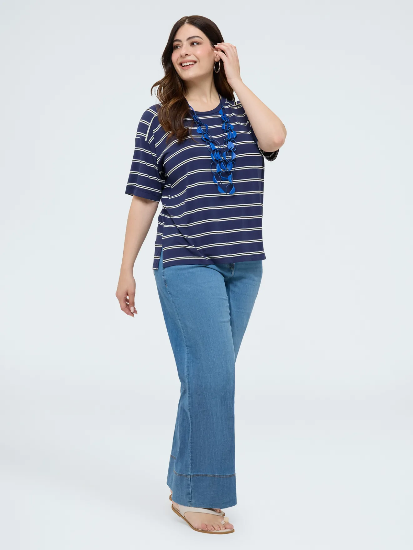 T-shirt a righe in jersey misto viscosa