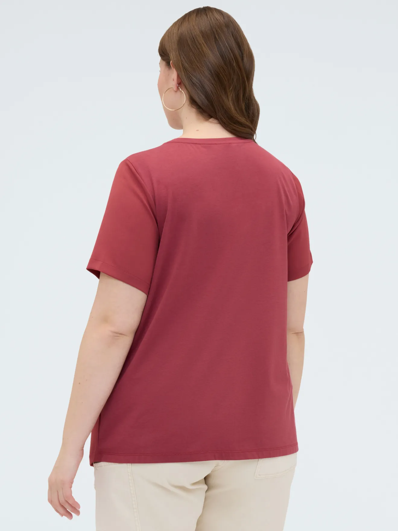 T-shirt bimaterica con dettaglio portafoglio