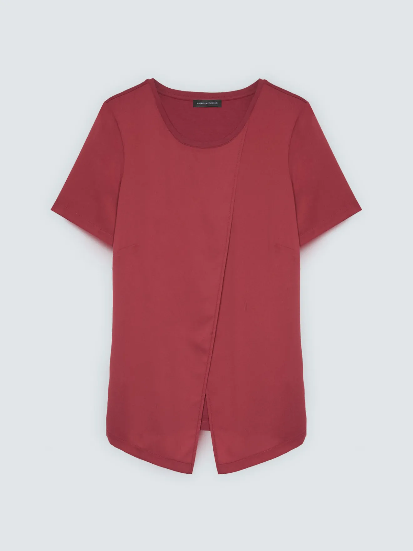 T-shirt bimaterica con dettaglio portafoglio