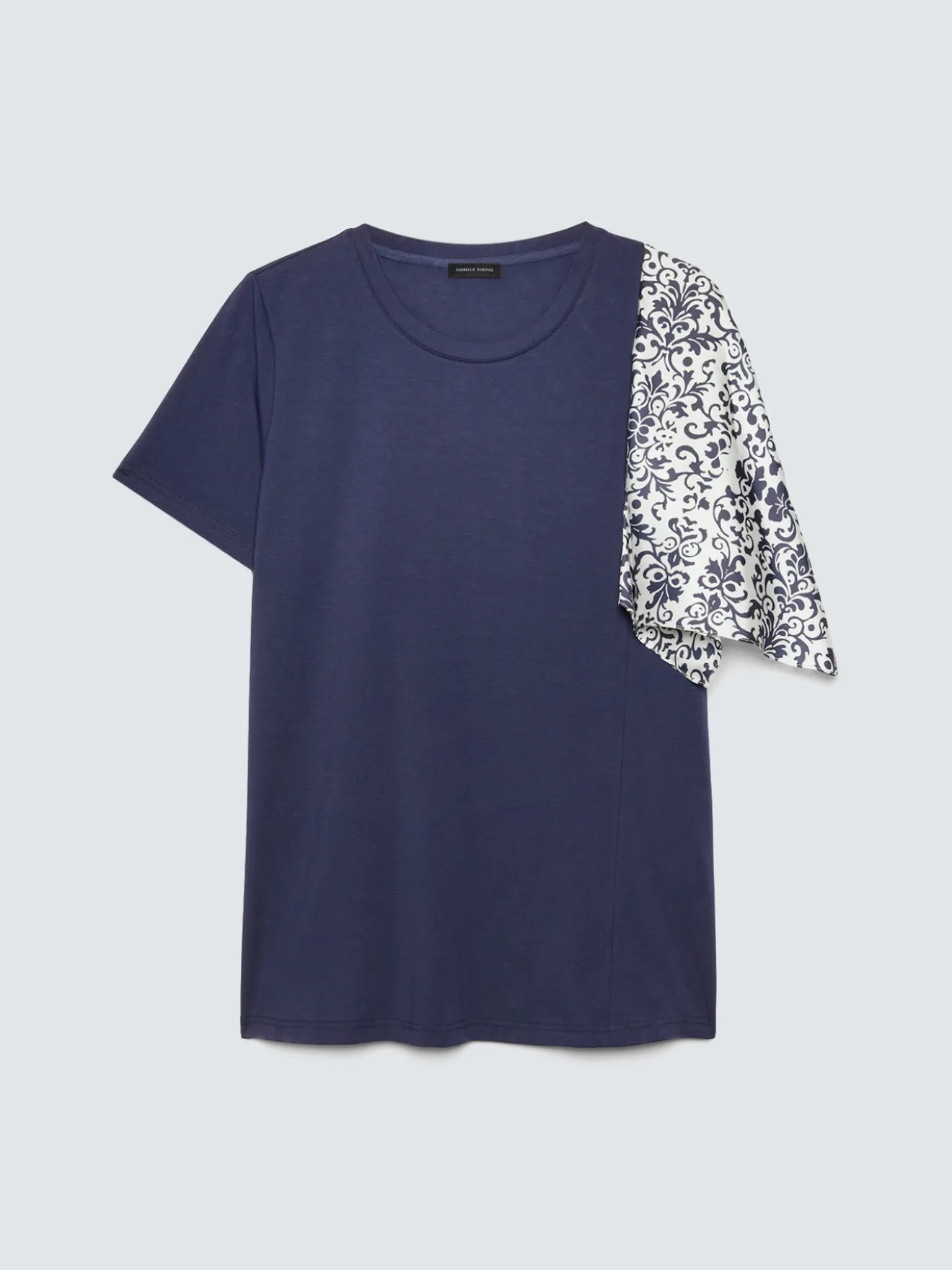 T-shirt bimaterica con manica stampata