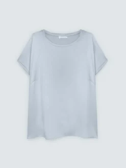 T-shirt bimaterica con scollo tondo
