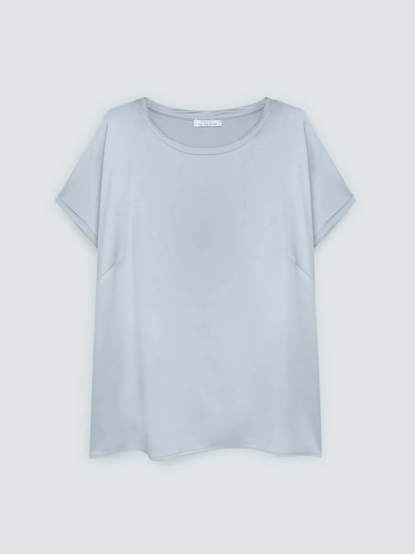 T-shirt bimaterica con scollo tondo