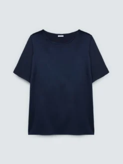 T-shirt bimaterica con scollo tondo