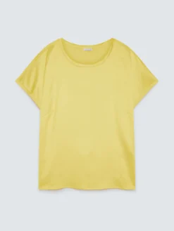 T-shirt bimaterica con scollo tondo