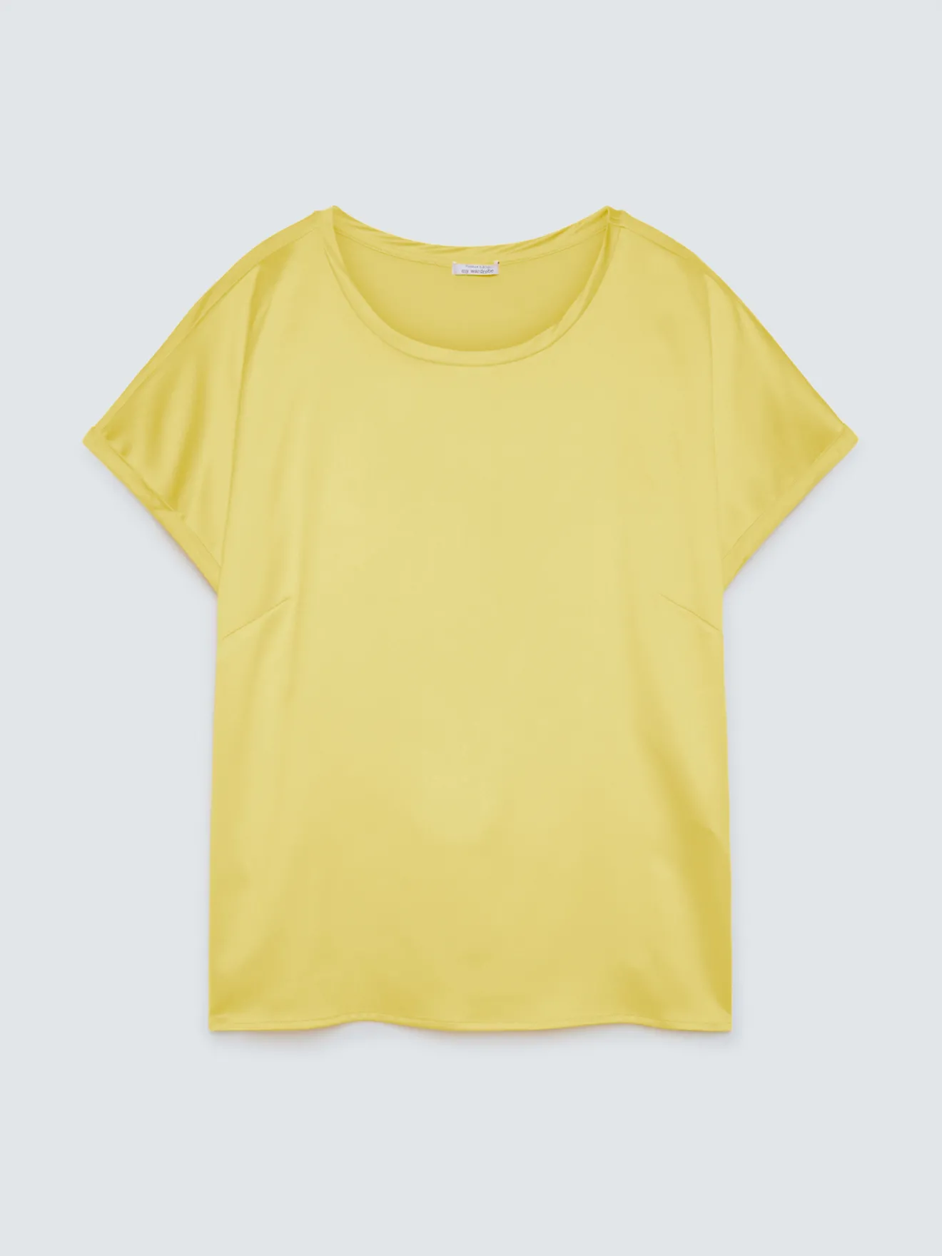 T-shirt bimaterica con scollo tondo