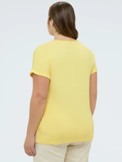 T-shirt bimaterica con scollo tondo