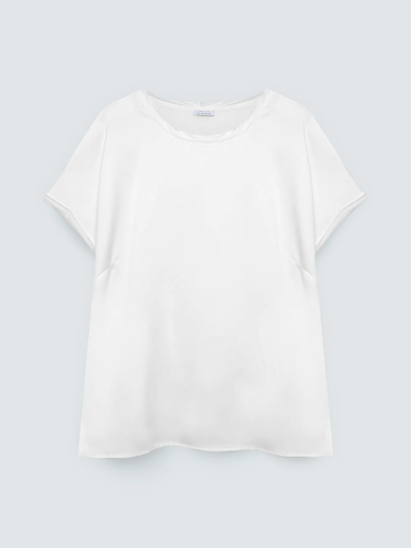 T-shirt bimaterica con scollo tondo