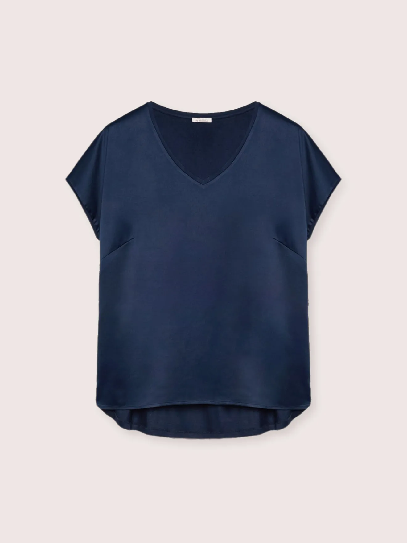 T-shirt bimaterica con scollo a V