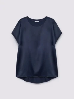 T-shirt bimaterica con scollo tondo