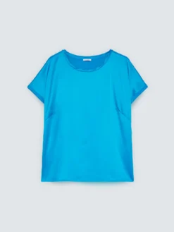 T-shirt bimaterica con scollo tondo