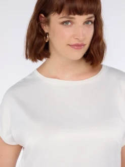 T-shirt bimaterica con scollo tondo