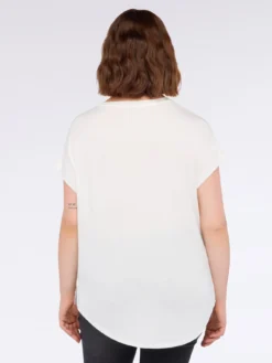 T-shirt bimaterica con scollo tondo