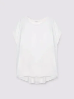 T-shirt bimaterica con scollo tondo