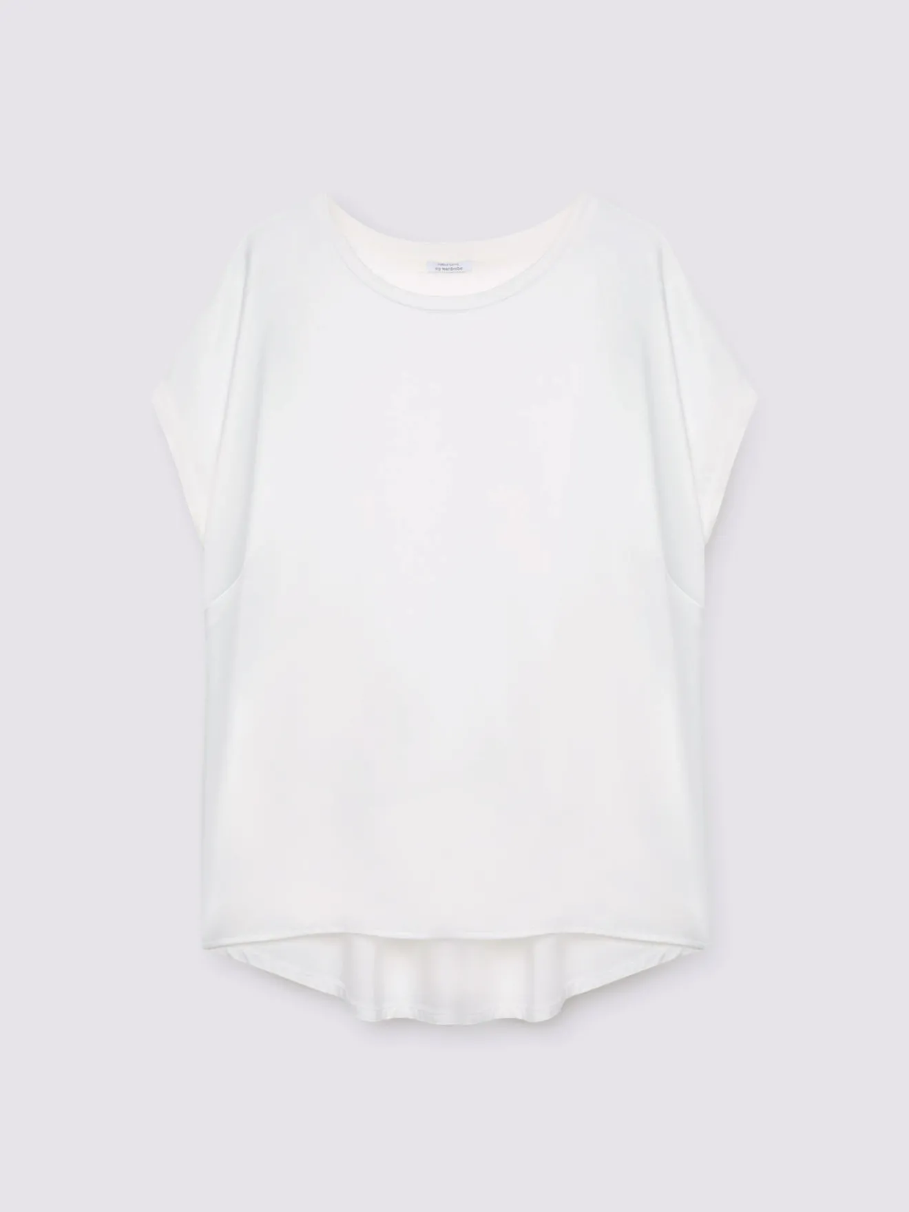 T-shirt bimaterica con scollo tondo