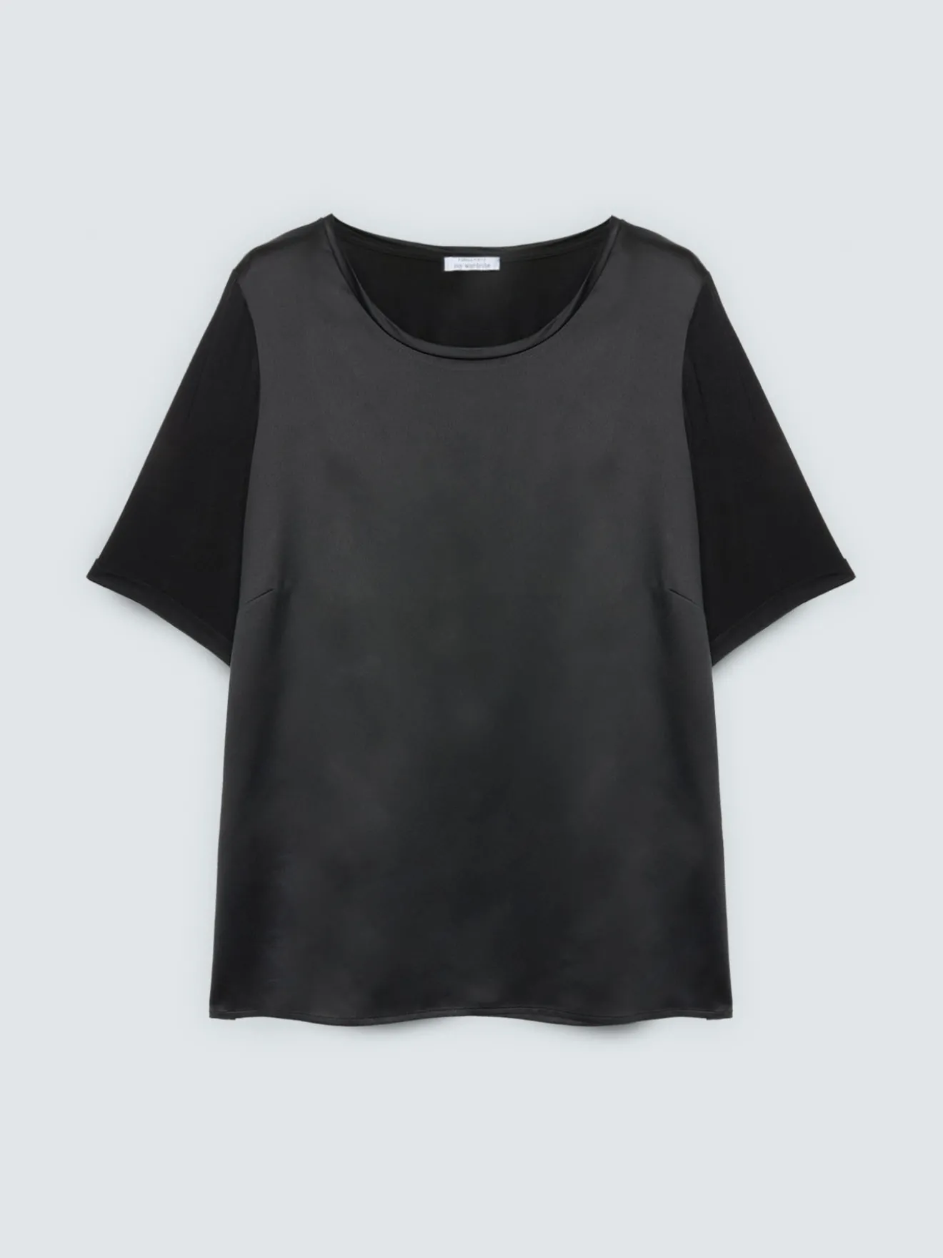 T-shirt bimaterica con scollo tondo