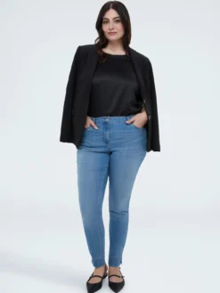 T-shirt bimaterica con scollo tondo