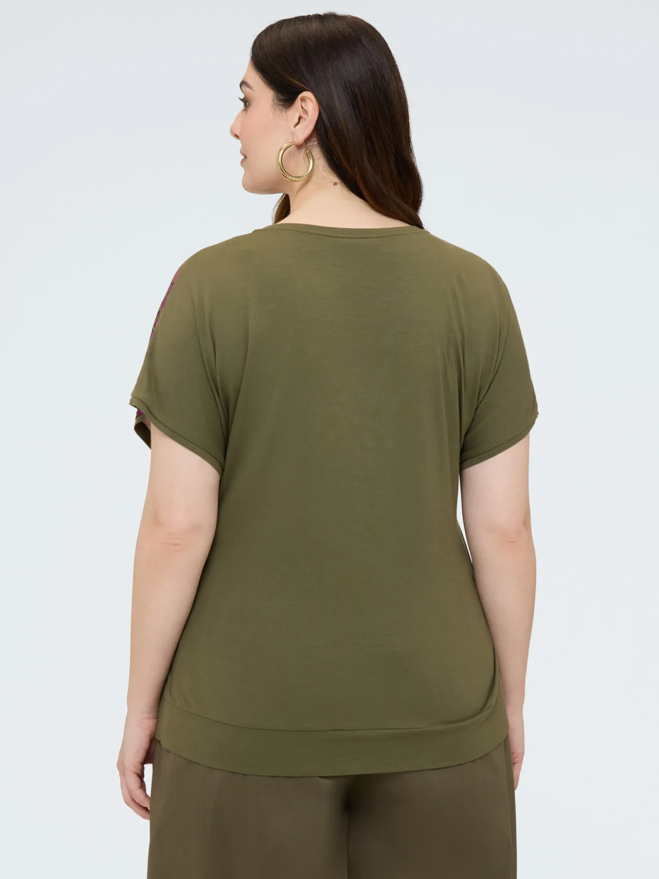 T-shirt bimaterica con stampa foliage