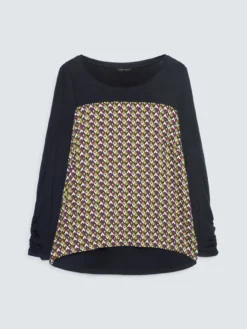 T-shirt bimaterica con stampa optical