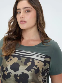 T-shirt bimaterica con stampa
