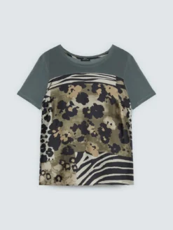T-shirt bimaterica con stampa