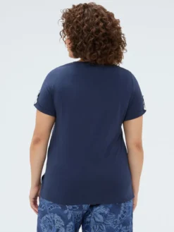 T-shirt bimaterica in misto cotone