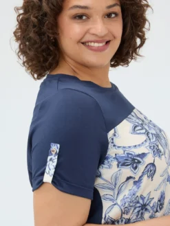 T-shirt bimaterica in misto cotone