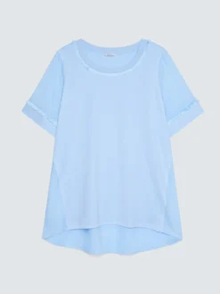 T-shirt bimaterica in misto lino