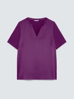 T-shirt bimaterica in misto viscosa