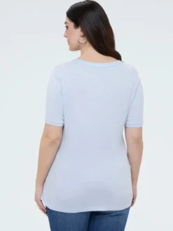 T-shirt bimaterica in misto viscosa
