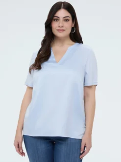 T-shirt bimaterica in misto viscosa
