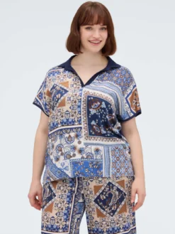 T-shirt bimaterica in misto viscosa