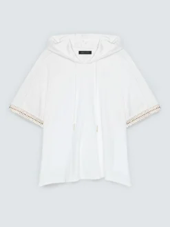 T-shirt con cappuccio e bordini hotfix
