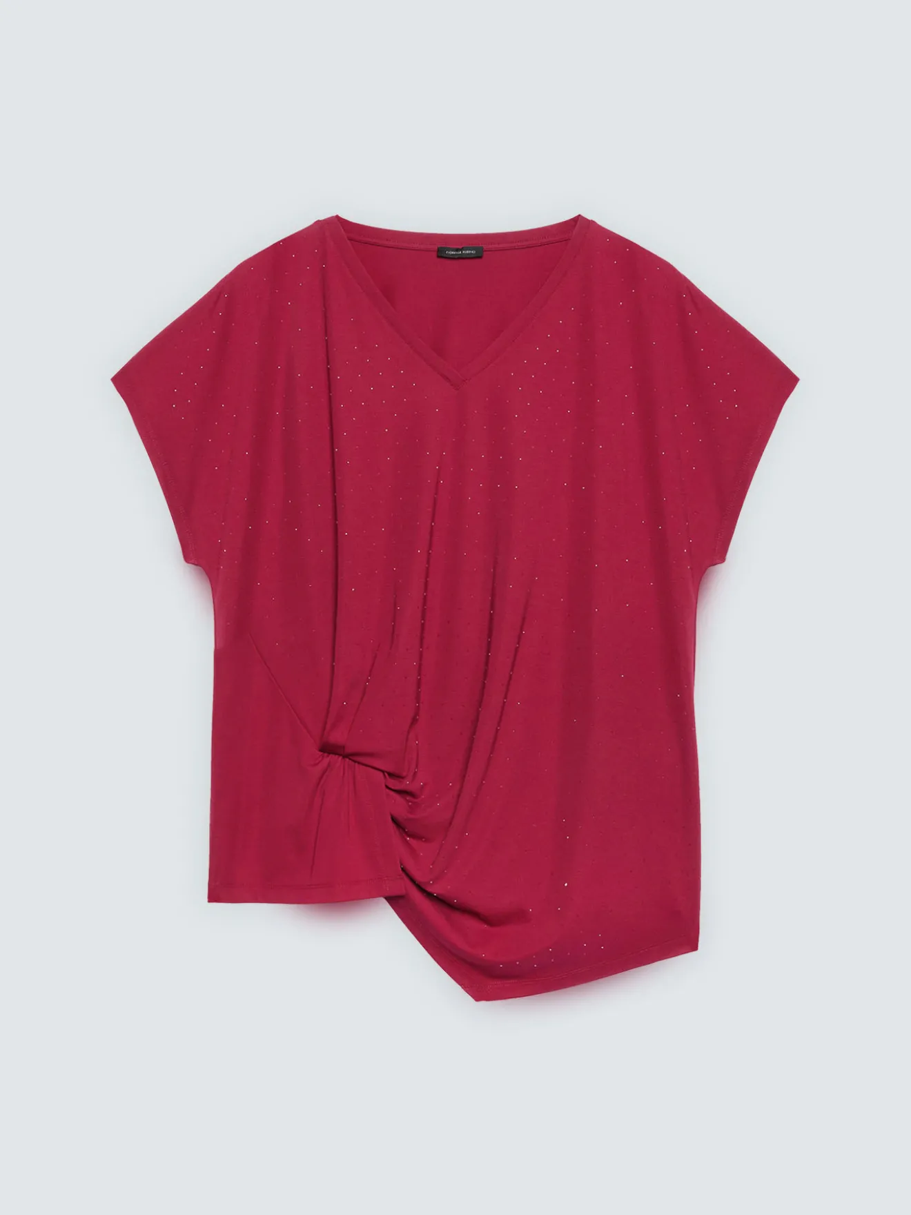 T-shirt con drappeggio e punti luce