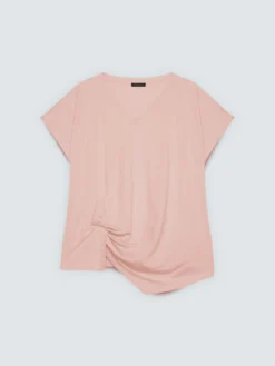 T-shirt con drappeggio e punti luce