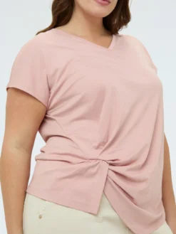 T-shirt con drappeggio e punti luce