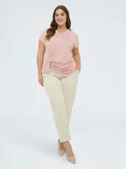 T-shirt con drappeggio e punti luce