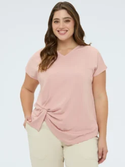 T-shirt con drappeggio e punti luce